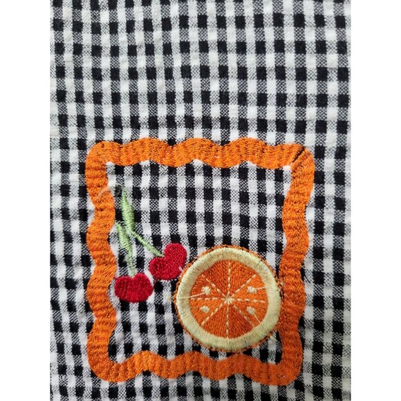 Vtg Bobbie Brooks Womens Black Gingham Short Sleeve Button-Up Shirt M Patchwork - Picture 10 of 12